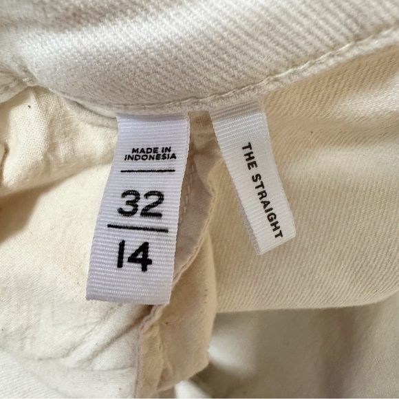 LOFT High Waist Straight Cropped Cream Off White Frayed Hem Jeans Size 14 - Picture 11 of 12